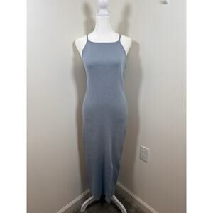 Flat White Women’s Small Ribbed Sleeveless Maxi Dress Light Blue Classic Capsule